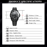 Montres mécaniques personnalisées OEM avec bracelet en acier inoxydable, cadran à aiguilles de 28,5 mm, montre pour homme d'affaires