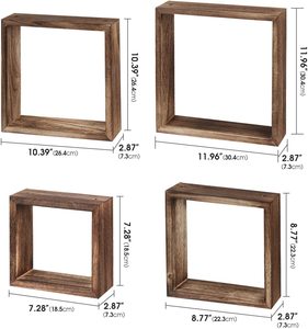 Juego de 4 estantes flotantes cuadrados para montaje en pared, decoración Ustica para el hogar, colgante de pared <span class=keywords><strong>con</strong></span> <span class=keywords><strong>cuerda</strong></span> de algodón - Product Image 3