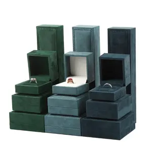 Hot Seller Stocked Gift Box Case With Custom Embossed Logo Boxes Velvet for Jewelry Set Packaging