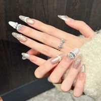 Faux ongles de luxe tendance à coller avec colle, couvrance totale, vente en gros