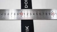 Sangle élastique en Spandex/Nylon Aoya noire imprimée avec logo personnalisé, motif alphabet scintillant argenté, confortable pour vêtements et sacs