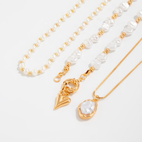 Ensemble de 3 colliers superposés empilables avec pendentifs étoile de mer, cœur et perles d'imitation, bijoux de plage pour femmes