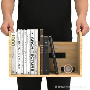 Simple Desktop Bookshelf Rectangle Wood Office Organizer Durable <b>Tabletop</b> <b>Storage</b> Rack For Books And Miscellaneous Items - Product Image 3