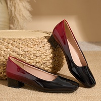 Chaussures élégantes pour femmes à bout carré et talon haut, en cuir verni, semelle extérieure en caoutchouc souple, talon bloc – Sexy, matures, grandes tailles