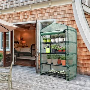 3 tầng 6 kệ đứng với mặt đất chốt & dây thừng nhà máy di động dây kéo cửa PE nhà kính - Product Image 5