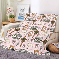 Nouvelles couvertures en peluche personnalisées avec impression sans couture « Je peux faire toutes les choses dans le Seigneur » Croix Agneau, décoration intérieure, cadeaux religieux