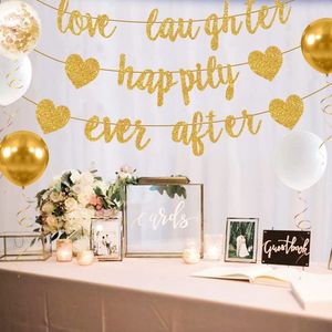 Sunbeauty Individuation Glitter Love Laughter and Happily Ever After Banner Or Décorations <span class=keywords><strong>de</strong></span> douche <span class=keywords><strong>de</strong></span> mariage - Product Image 1