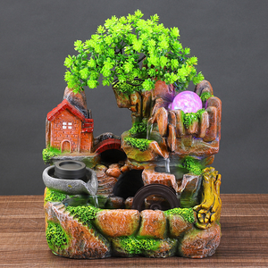 Nouveauté 2026 : Fontaine d'eau miniature artisanale avec anneau lumineux pour décorations de fêtes, de maison et de vacances, idéale comme cadeau - Product Image 1