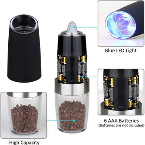 Moulin à sel et à poivre électrique w, ensemble de moulin à poivre et à gravité <span class=keywords><strong>automatique</strong></span>, Shaker en céramique - Product Image 3