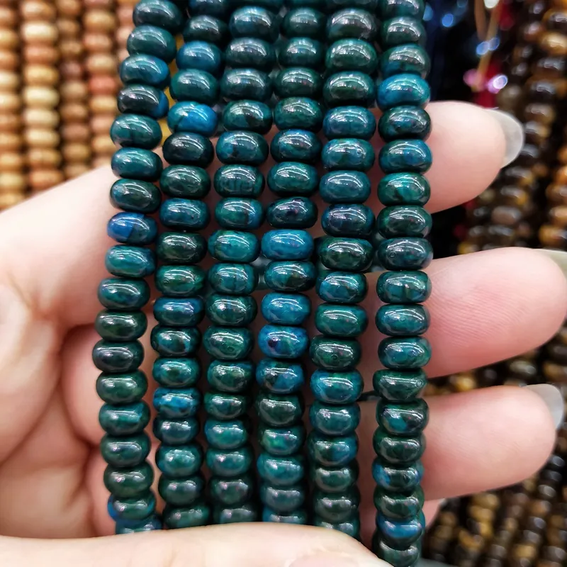 Atacado Solto Gemstone Beads Natural Rondelle Apatita Azul Jasper Vertentes Disco Roda Jóias Mulheres Colar Fazer Jóias