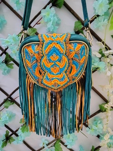 Bolso Bandolera Bohemio para Mujer, Forma de Media Luna, Bordado con Flecos, Patrón Geométrico, Cierre de Solapa, Bolso de Mano para Uso Diario, Bolsos de Moda - Product Image 3