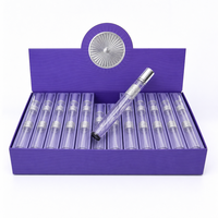 Flacon de parfum en verre vide personnalisé en gros, 35 ml, avec capuchon métallique argenté, style arabe, atomiseur cylindrique violet de luxe rechargeable