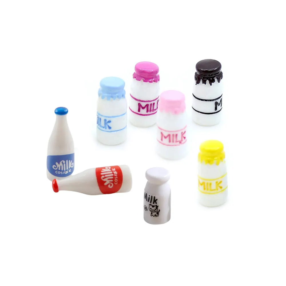 Nieuwe Schattige Kleine 3d Miniatuur Melkfles Hars Cabochon Charme Accessoires Voor Sleutelhanger Sleutelhanger