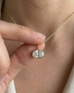 New Listing Lady <b>Statement</b> Lab Grown Oval Cut Diamond IGI Certified Pendant Jewelry Set 14K Gold Luxe York Chain <b>Necklace</b> - Product Image 2