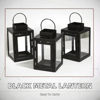Lanterne suspendue moderne en fer noir, petite, pour décoration de Noël extérieure, carrée, porte-bougie portable, impression typographique 1 couleur