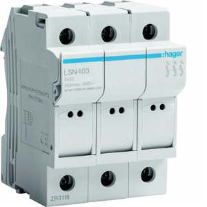 LSN403 ปรับแต่งได้ด้วยที่ใส่ฟิวส์ Hagers ขนาด 8x32 3P 3 โมดูล DIN - Product Image 1