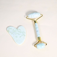 Rouleau de jade anti-âge et ensemble Gua Sha, masseur facial pour les yeux, le cou et le drainage lymphatique avec boîte cadeau magnétique de qualité supérieure Guasha