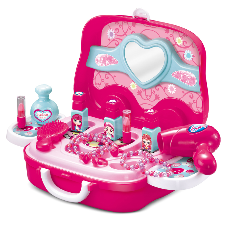Hot Fashion Popular Beauty Play Dresser Suitcase Makeup Set Toy for Christmas present