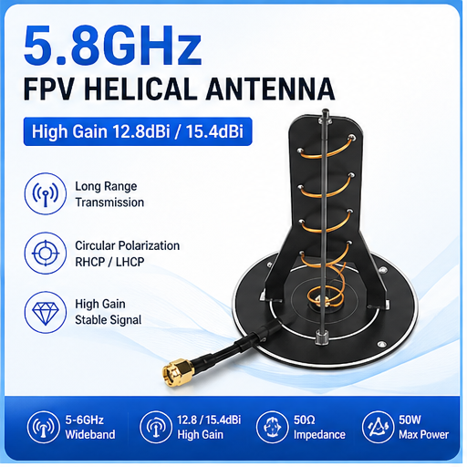 5.8GHz FPV Helical Antenna 12.8dBi 15.4dBi Circular Polarized SMA High Gain Directional Antenna for RC Drone Long Range