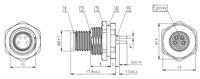 Conector de Montaje en Panel PCB Macho de 5 Pines con Código B, Impermeable, para Automoción, con Enchufe M8 de Aviación
