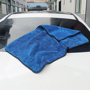 Serviette de lavage auto en microfibre corail 80x50cm bleu roi, tissu de nettoyage épaissi pour le detailing automobile - Product Image 1