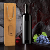 Emballage cadeau écologique biodégradable imprimé sur mesure, sac en papier kraft brun avec poignée pour bouteille de vin, pour la vente au détail