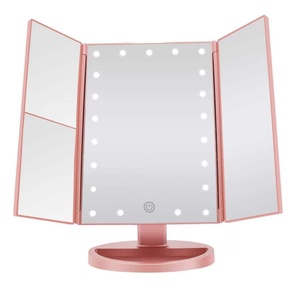 Miroir cosmétique de bureau avec rotation à 180 degrés, grossissement 3x/2x, miroir de maquillage pliable avec lumière - Product Image 3