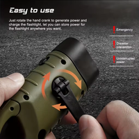 Lampe torche LED portable EDC rechargeable à l'énergie solaire avec manivelle, charge USB, mousqueton, torche de survie pour le camping