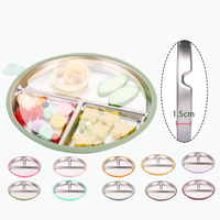 Assiette pour bébé à 3 compartiments de haute qualité, compatible lave-vaisselle, 23 cm, en acier inoxydable 304, avec base à forte ventouse