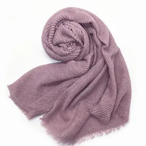 Yomo Wholesale High Quality Silk Cotton And Linen Crumpled Scarf Solid Color Unwrapped Side Cape Shawl Scarf Hijabs