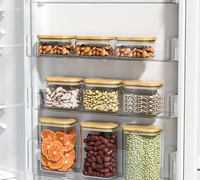 Frascos de Vidrio de Borosilicato Herméticos con Tapas de Bambú, Recipientes Apilables para Alimentos de Cocina, para Granos y Pasta