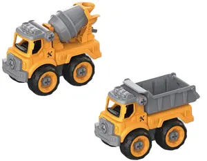 DIY工程车玩具教育儿童创意安全积木玩具套装卡车建筑合金塑料跑车玩具