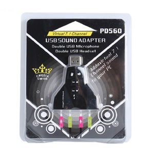 Carte son USB 7.1 canaux, adaptateur audio externe avec doubles prises casque pour jeux PC et musique - Product Image 2