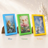 Cadre photo carré en PVC plastique personnalisé bleu vert jaune, durable, léger, pour table ou mur, décoration intérieure, salon