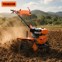 Venta al por mayor de motocultores de servicio pesado con transmisión directa a gasolina, con logotipo de color personalizado, ruedas 4x4, bajo MOQ y eje PTO, para proveedores de maquinaria agrícola en terrenos montañosos y fangosos.