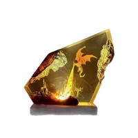 Lampe en résine époxy Dragon de Feu faite à la main, décoration cadeau populaire pour Halloween