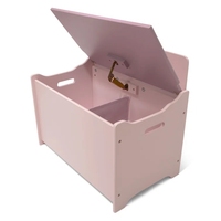Boîte à jouets en bois pour enfant armoire de rangement enfants coffre à jouets banc de rangement avec couvercle à charnière de sécurité pour salle de jeux chambre salon rose