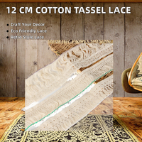 Franges en dentelle à nœuds écologiques vintage de 12 cm de large en coton/polyester pour nappes, rideaux et chaussures DIY