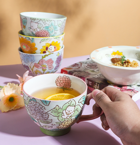 <span class=keywords><strong>Tasses</strong></span> à cappuccino et Americano en céramique 15oz, finition brillante colorée, motif floral artisanal <span class=keywords><strong>sous</strong></span> glaçure, <span class=keywords><strong>tasses</strong></span> à soupe - Product Image 3