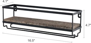 Estante de vino de pared, soporte para botellas y copas, de madera rústica, colgador de copas flotante, estilo americano, con patrón floral, para cocina y comedor - Product Image 5