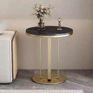 <span class=keywords><strong>Tavolino</strong></span> Laterale Piccolo e Lussuoso Accanto al <span class=keywords><strong>Divano</strong></span>, Tavolo Rotondo con Piano in Pietra, <span class=keywords><strong>Tavolino</strong></span> da Caffè Moderno per Piccoli Appartamenti - Product Image 4