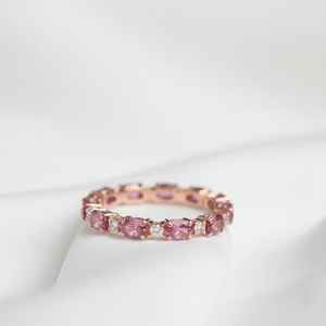 14KT Gold Certified Natural Gemstone and Natural Diamond Exquisite <b>Eternity</b> Band - Product Image 3