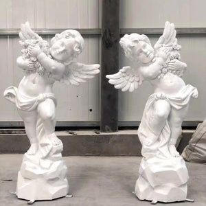 Couleur blanche grandeur nature bronze couleur fibre de verre résine <span class=keywords><strong>petit</strong></span> ange sculpture chérubin enfants statue - Product Image 3