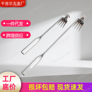 Manual Weeder Fork 95mm Cutting Width Metal Handle Gray Garden <b>Tool</b> for <b>Weed</b> Removal - Product Image 3