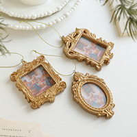 Cadres photo miniatures dorés vintage, ornements de Noël, style baroque, cadres photo suspendus pour arbre de Noël, décoration de la maison