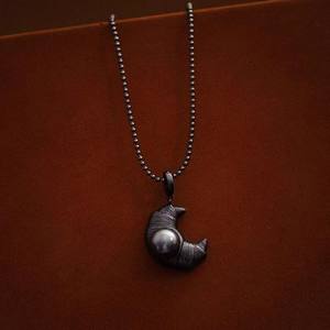 Accessoires en perles DIY 31211, pendentif vide en argent S925 en forme de lune avec perles rondes de 9 à 11 mm, colliers DIY - Product Image 4