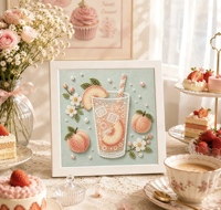 Kit de Peinture Perle 5D DIY Tasse à Café Latte Marguerite Blanche Mosaïque de Perles de Forme Spéciale Toile Encadrée Décoration de Table de Cuisine