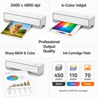 Impresora de inyección de tinta multiusos económica, impresora a color inalámbrica portátil A4 con tinta recargable para el hogar y el estudio