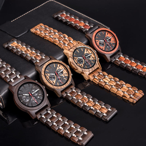Hot Sale Business Men Personal isierte Chronograph Datums anzeige Stahl Holz Band Links Einzigartiges Geschenk Handmade Holz Armbanduhren - Product Image 6