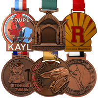 Médailles et trophées sportifs personnalisés en métal cuivre antique coloré or et argent 3D sur mesure